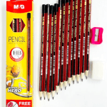 Crayon HB 12pc+  gomme+taille crayon