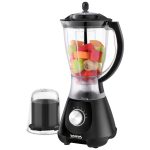 Mixeur 2 en 1  Bocal incassable 1.5L 4 vitesses + Pulse 300W Blanc/Noir VISTA