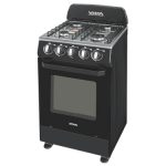 Cuisinière à gaz 4 feux 50x50  Four gaz 60L Blanc/Noir VISTA