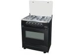 Cuisinière à gaz 5 feux 76x50  Four gaz 105L Blanc/Noir VISTA